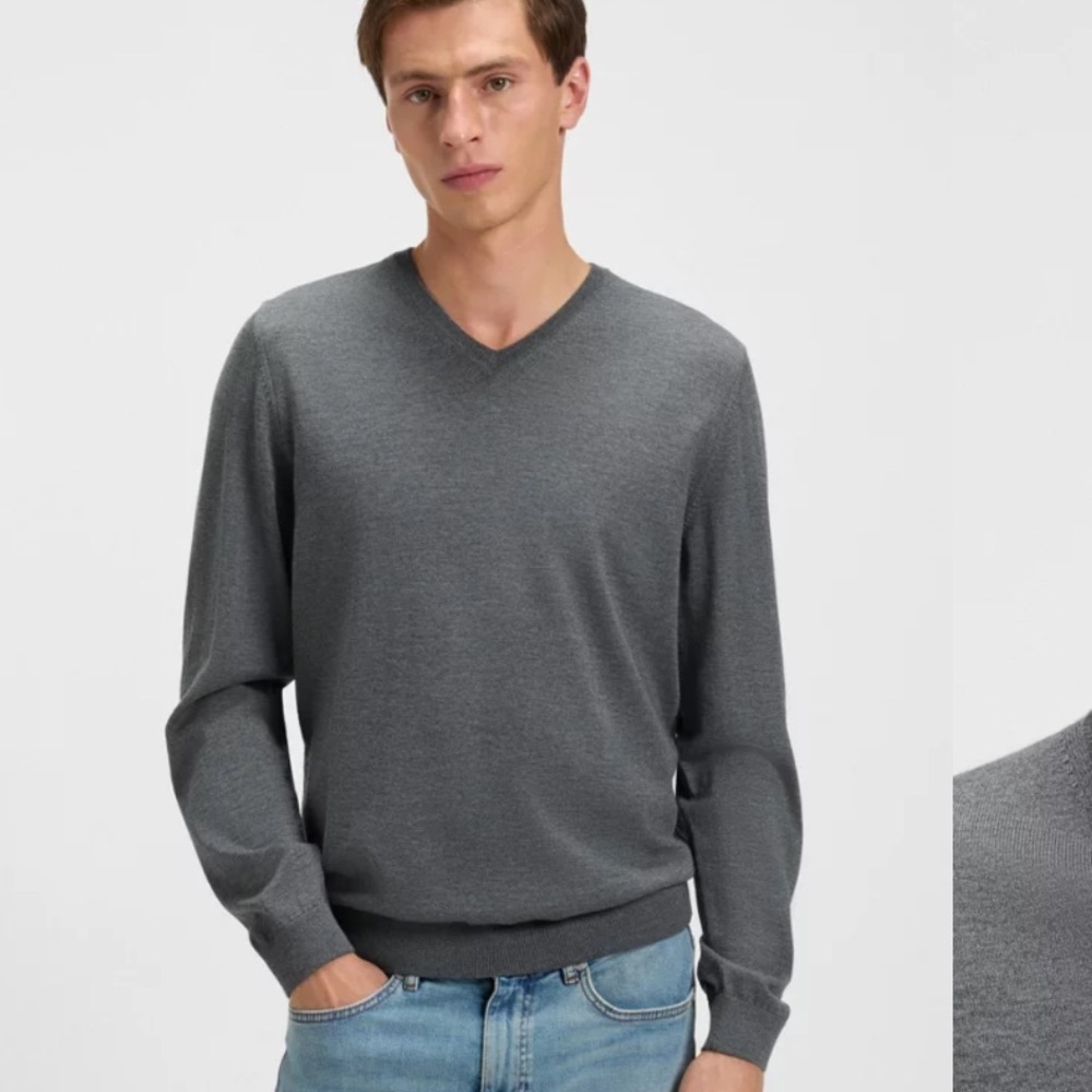 Hugo Boss Men's V-Neck Sweater in Taupe